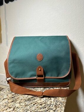 Vintage Polo Ralph Lauren Messenger Bag – Forest Green Canvas with Leather Trim